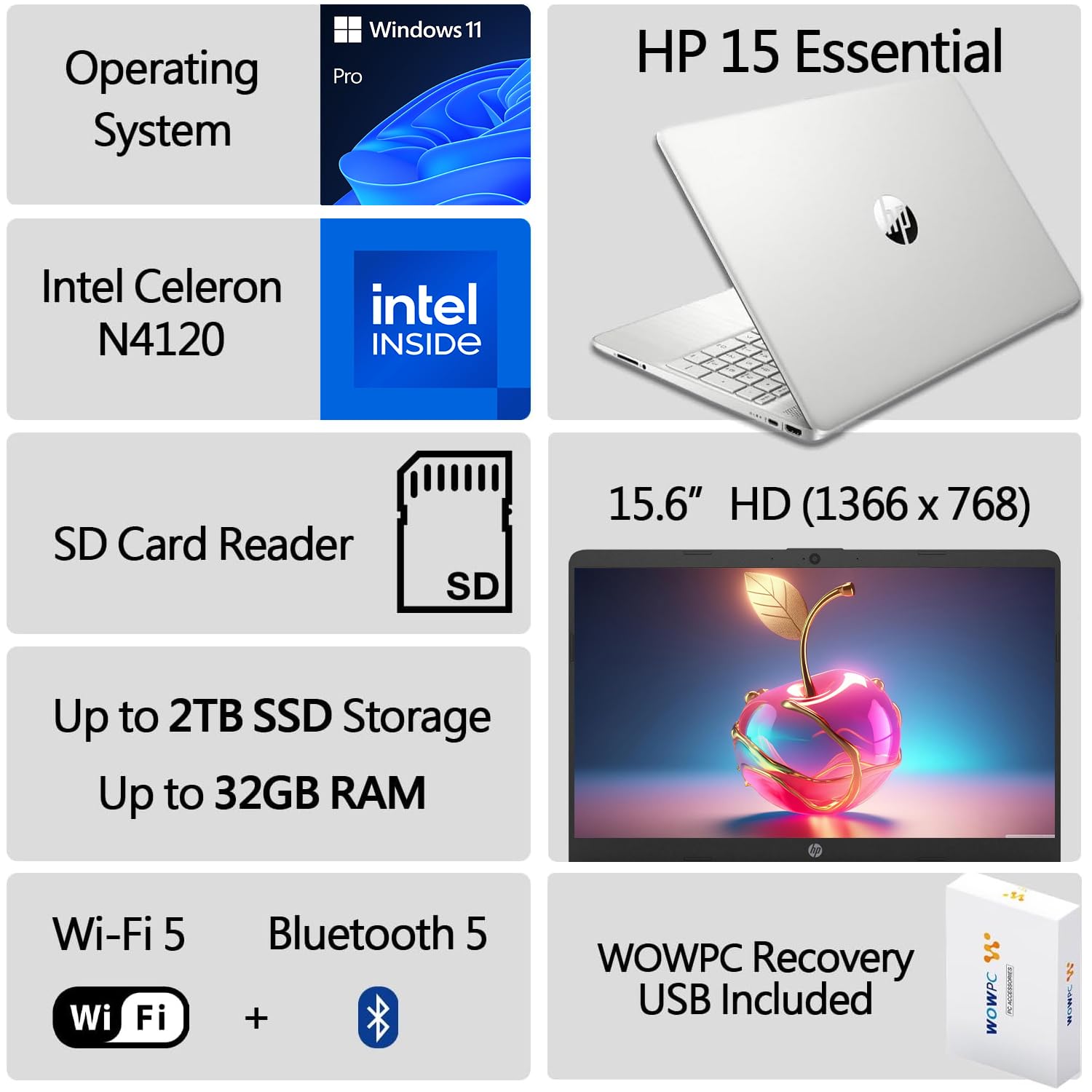 Foto 3 pulgar | Laptop Hp Latest 15 Intel Celeron N4120 32 Gb Ram 1 Tb Ssd 15.6 Pulgadas - Venta Internacional.