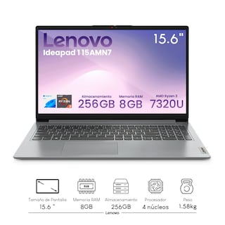 Foto 2 | Combo Laptop Lenovo Ideapad 1 15amn7 Amd Ryzen 3-7320u 8gb 256gb Ssd Fhd W11h Gris + Base Enfriadora