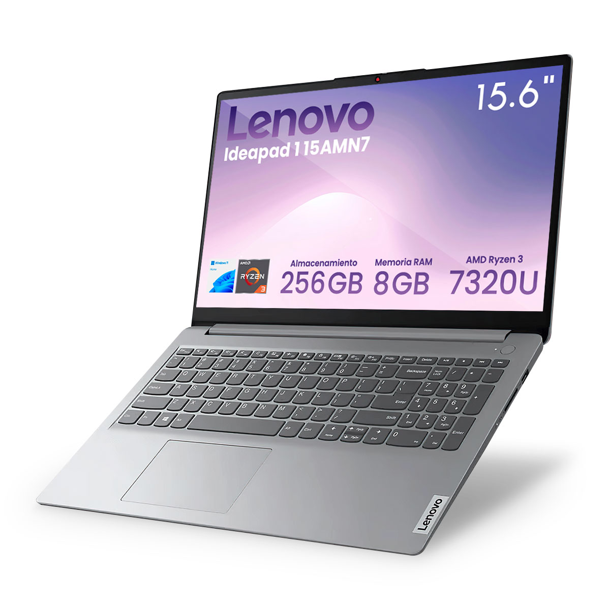 Foto 4 pulgar | Combo Laptop Lenovo Ideapad 1 15amn7 Amd Ryzen 3-7320u 8gb 256gb Ssd Fhd W11h Gris + Base Enfriadora
