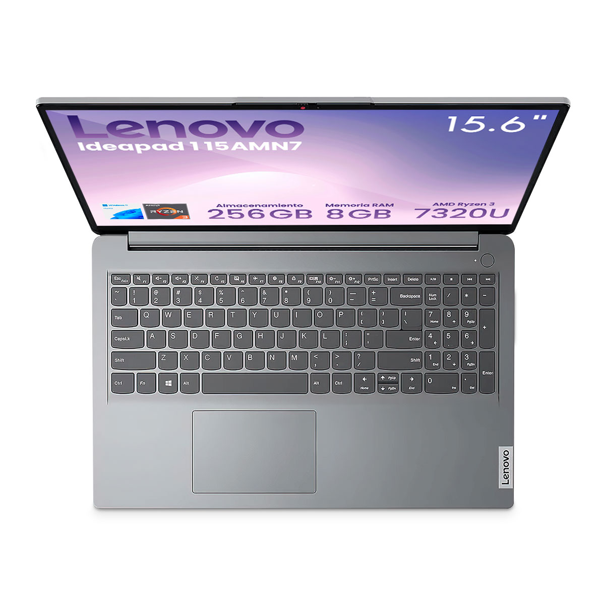 Foto 6 pulgar | Combo Laptop Lenovo Ideapad 1 15amn7 Amd Ryzen 3-7320u 8gb 256gb Ssd Fhd W11h Gris + Base Enfriadora
