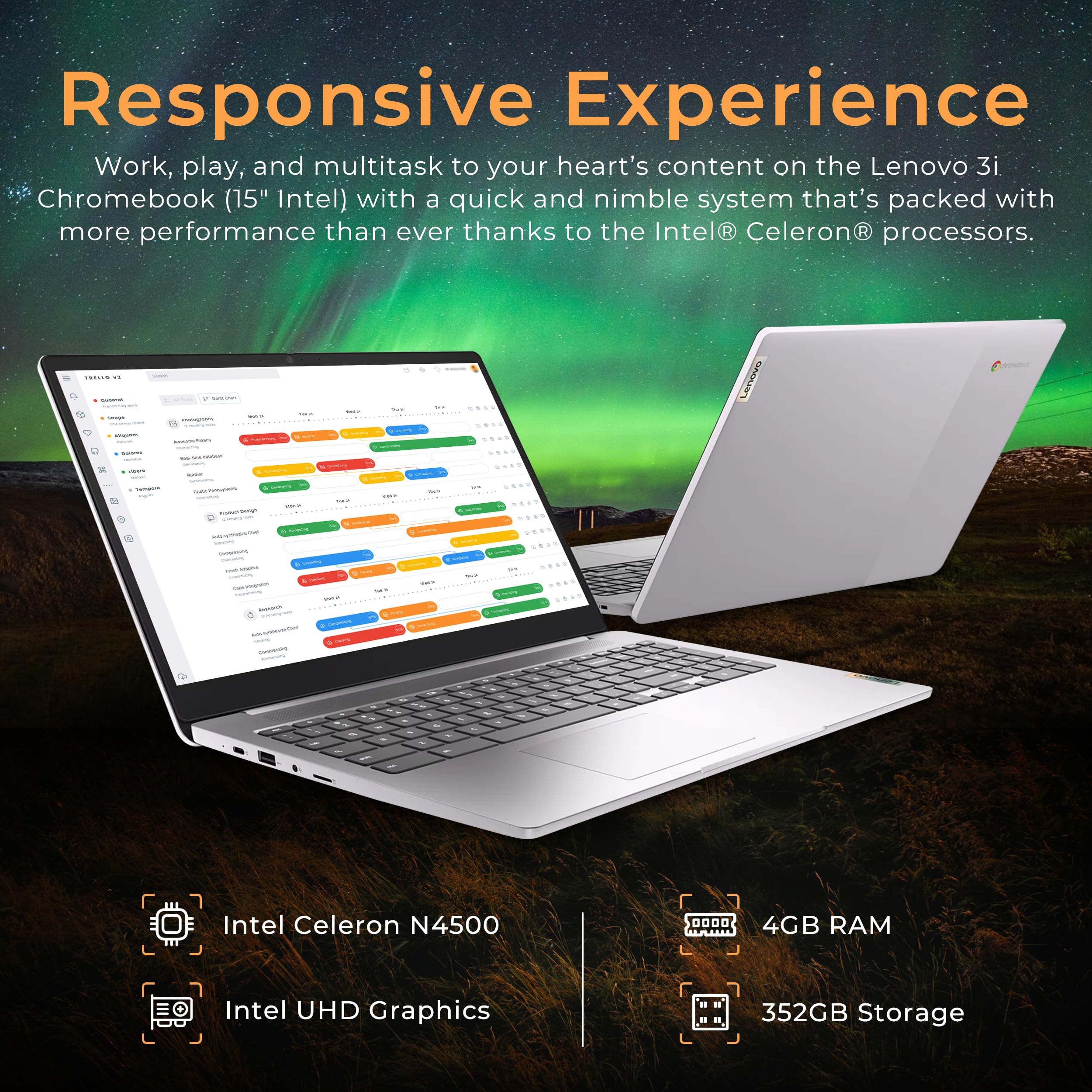 Foto 4 pulgar | Chromebook Lenovo Ideapad 3 15.6 Fhd Intel Celeron De 4 Gb/352 Gb - Venta Internacional.