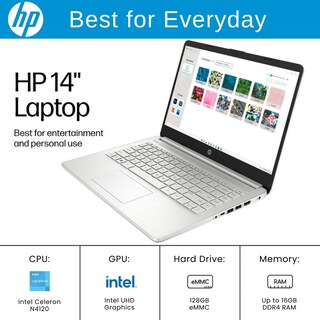 Foto 2 | Ordenador Portátil Hp 14 Hd Display Intel Celeron 16 Gb Ram 640 Gb Plata - Venta Internacional.