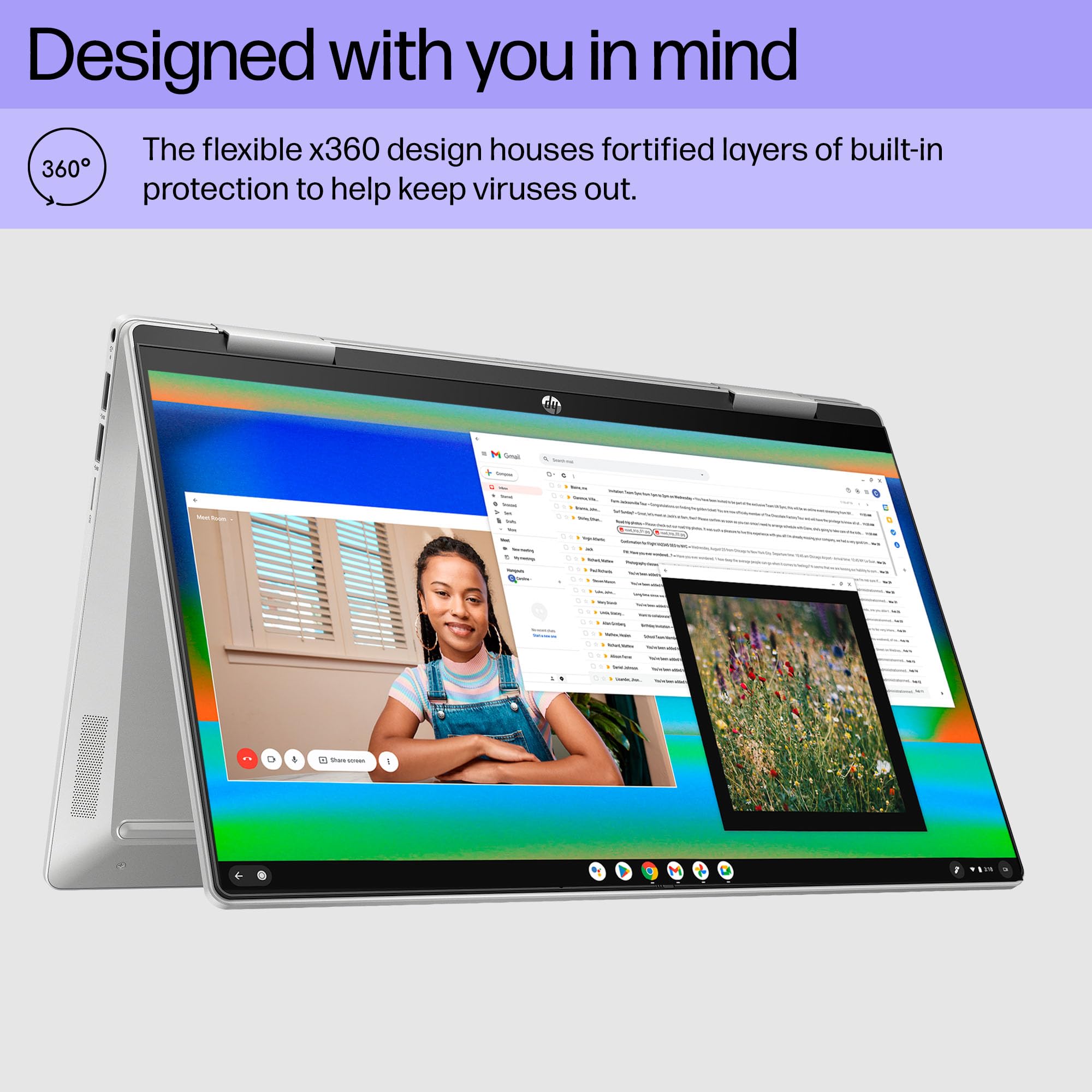 Foto 7 | Portátil Hp Chromebook X360 Con Pantalla Táctil Hd De 14 Pulgadas, 4 Gb/64 Gb, Ssd - Venta Internacional.