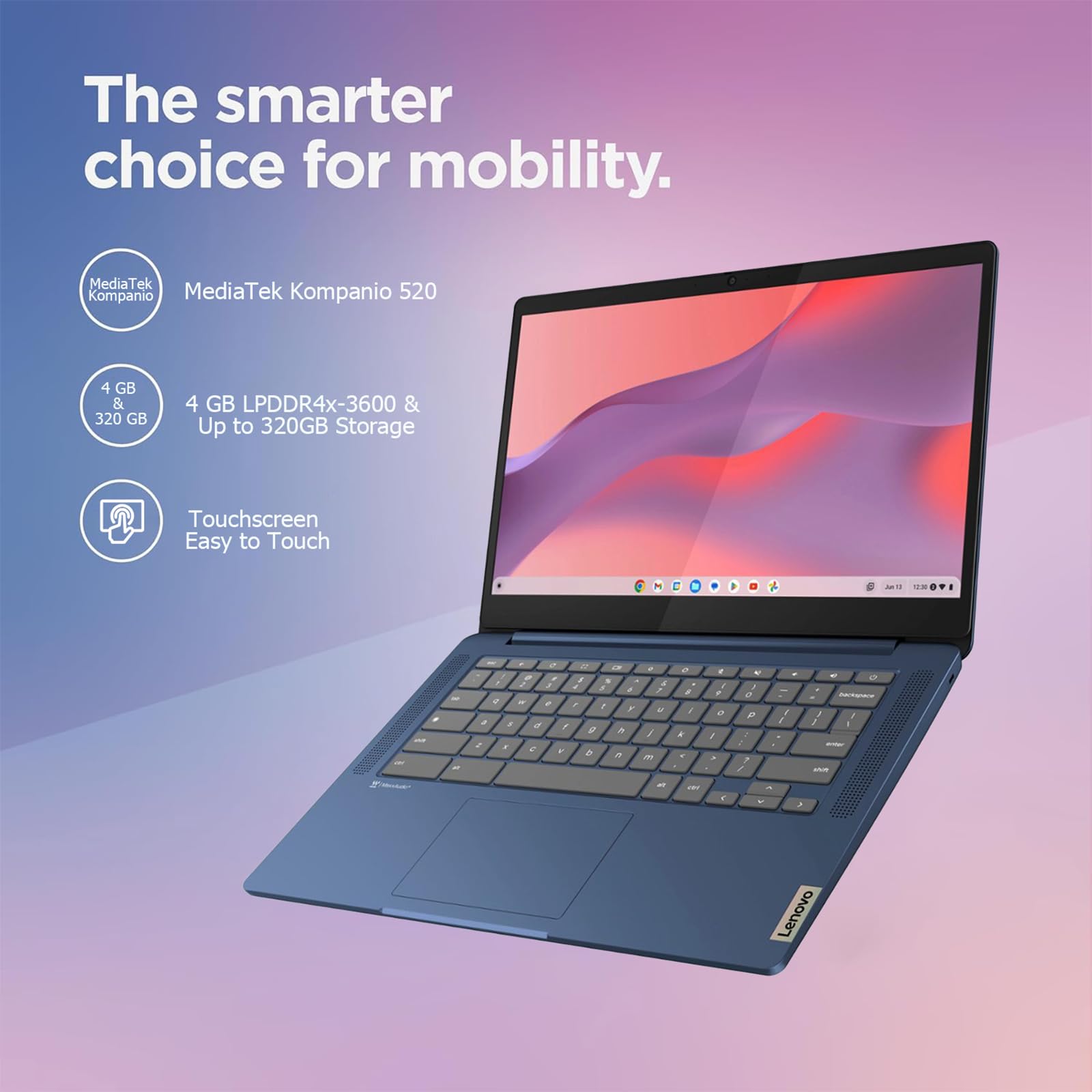 Foto 2 | Ordenador Portátil Lenovo Ideapad Slim 3 Chromebook De 14 Pulgadas, 4 Gb De Ram, 320 Gb - Venta Internacional.