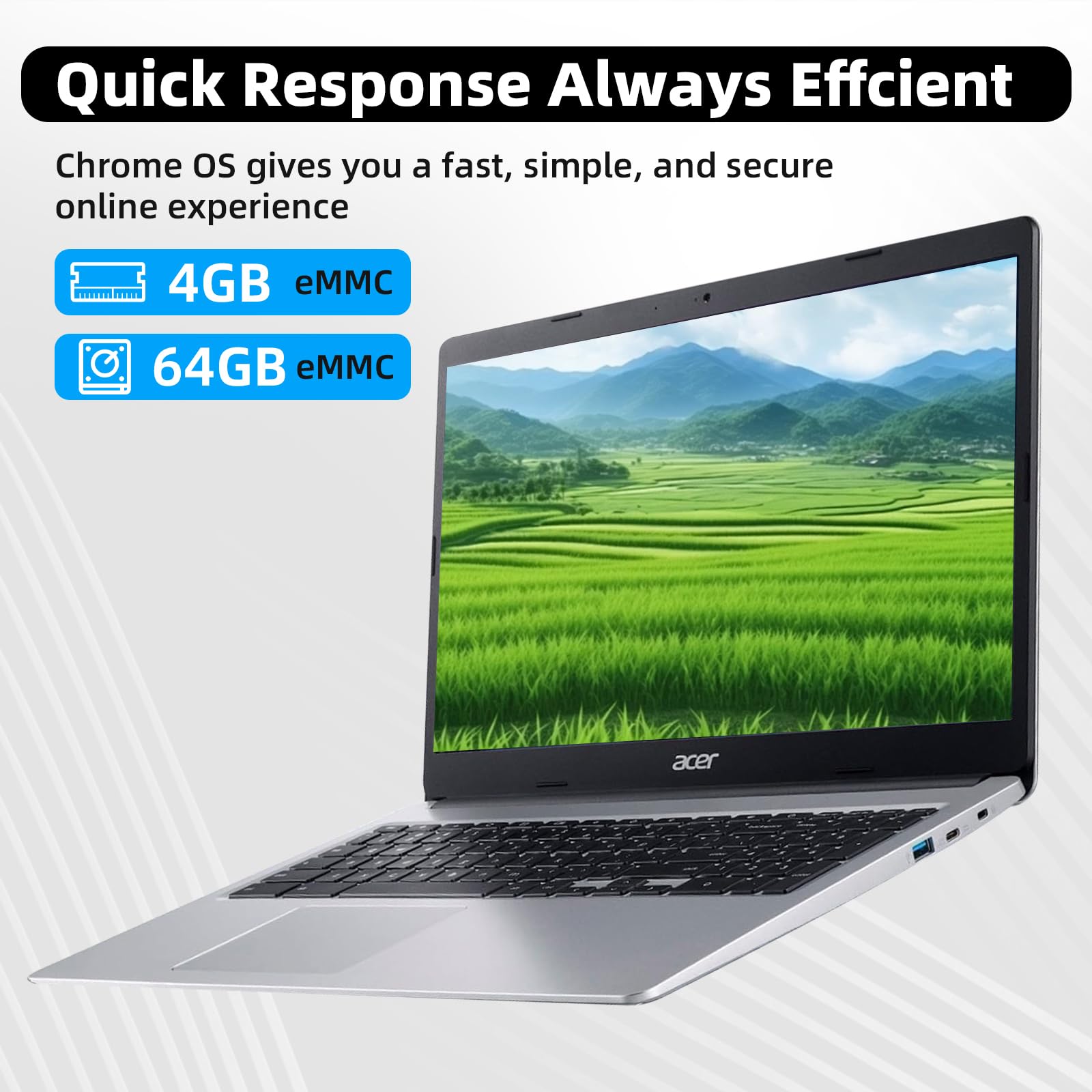 Foto 4 pulgar | Ordenador Portátil Acer Chromebook 315 2024 De 15,6 Pulgadas Intel Celeron De 4 Gb/64 Gb - Venta Internacional.