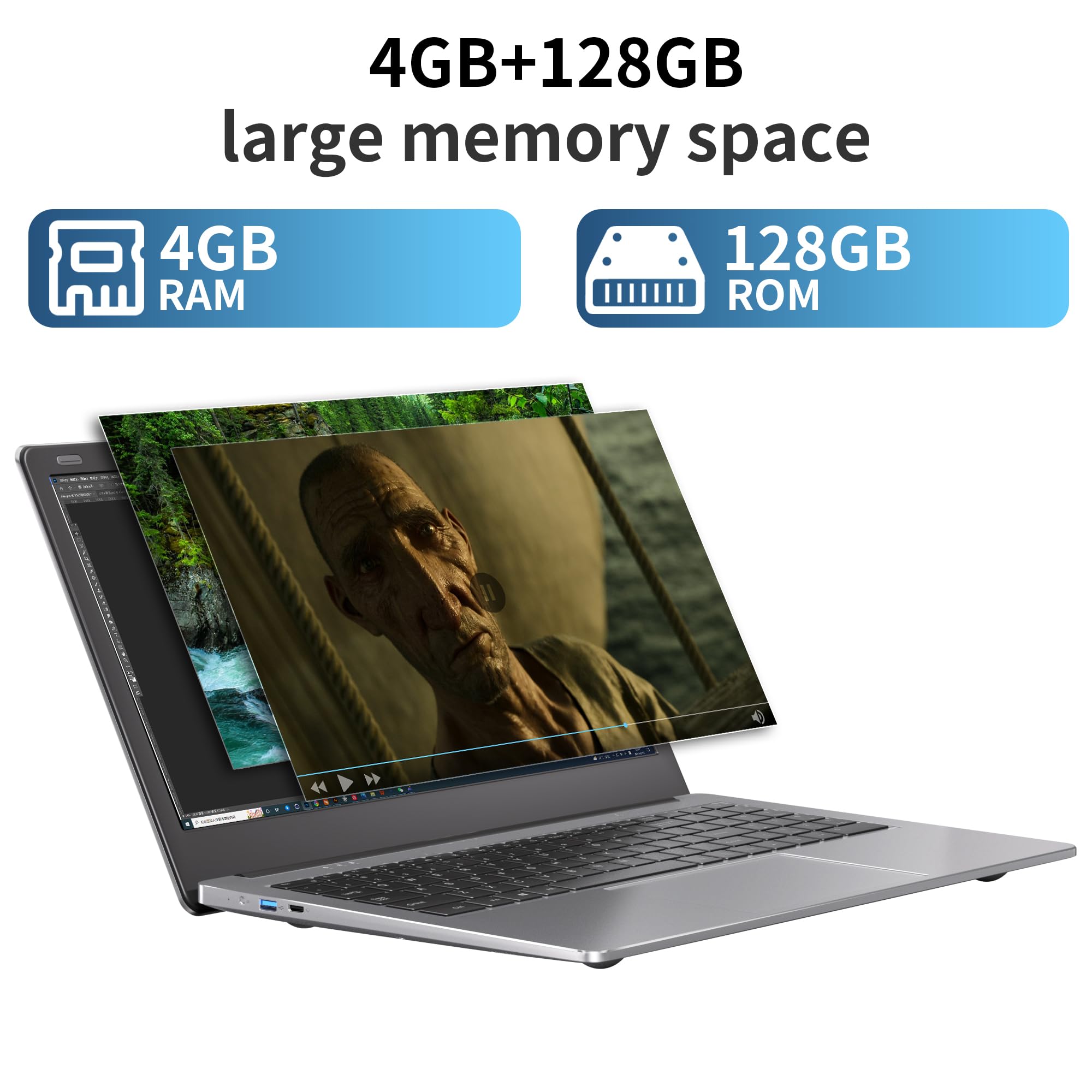 Foto 2 | Laptop Sgin Celeron Quad-core De 15.6 Pulgadas, 4 Gb De Ram, 128 Gb, Ssd, Plata - Venta Internacional.