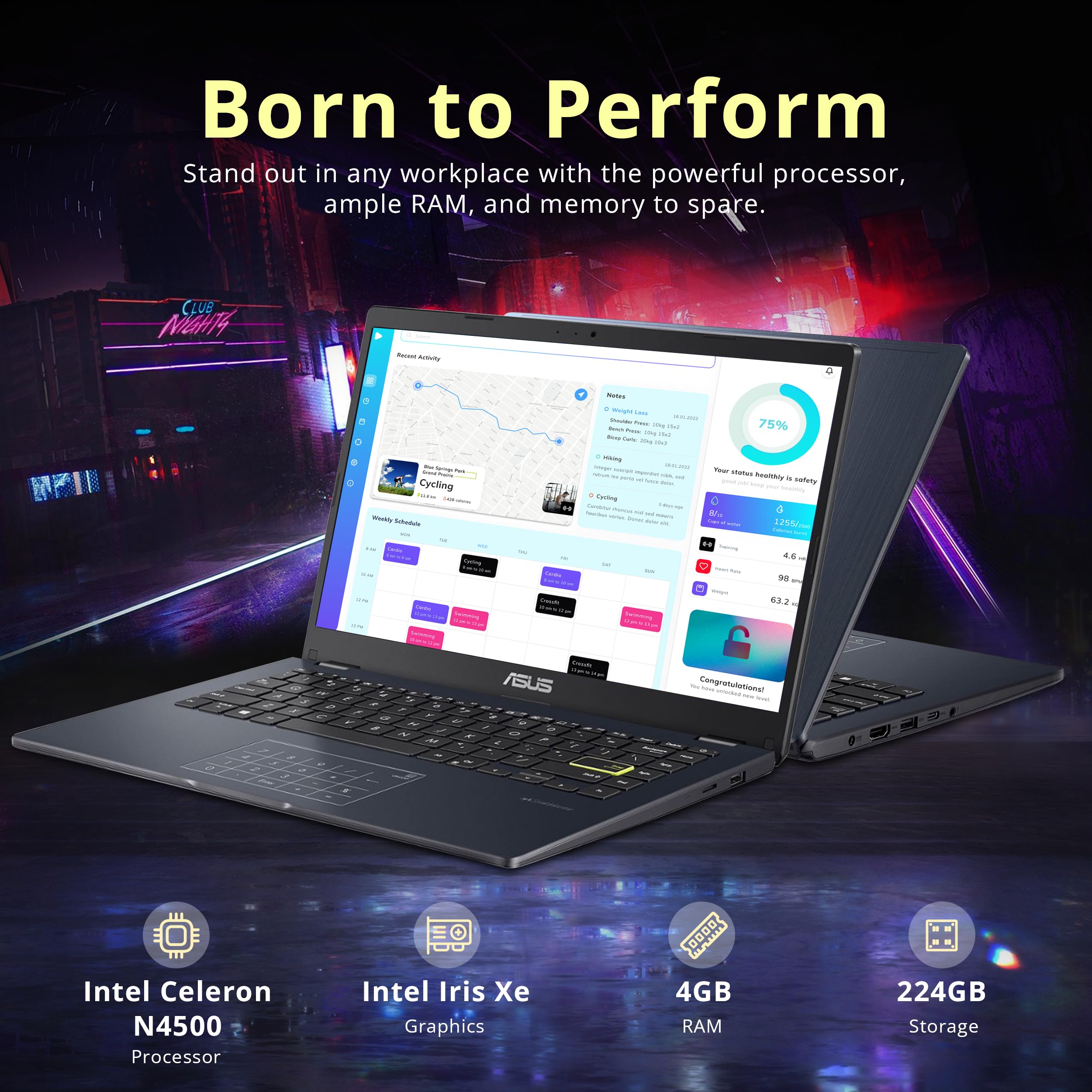 Foto 4 pulgar | Ordenador Portátil Asus 14 Fhd Intel Celeron N4500, 4 Gb De Ram, 224 Gb, Win 11 S - Venta Internacional.
