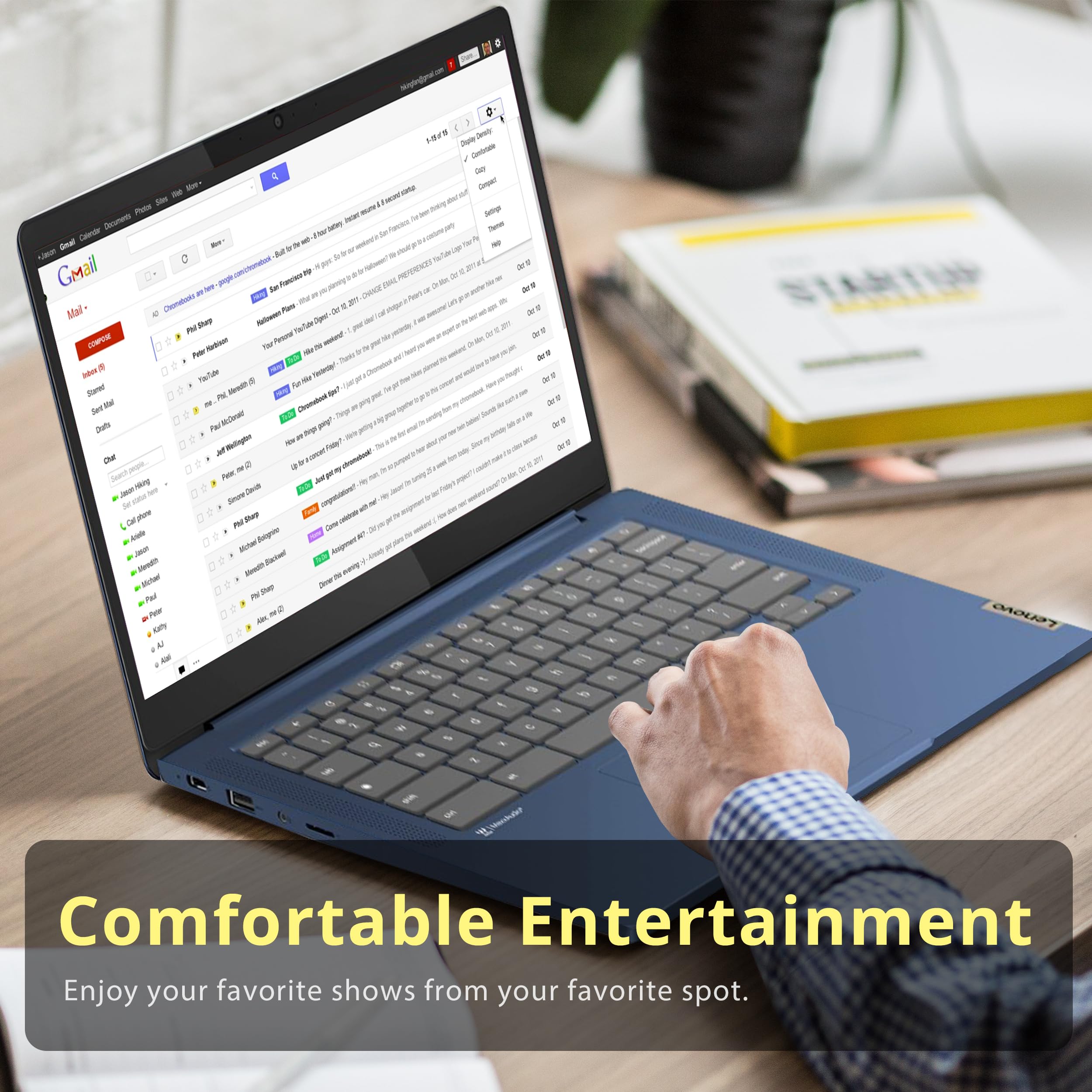 Foto 7 | Ordenador Portátil Lenovo Ideapad Slim 3 Chromebook 14'' 4gb 224gb Azul - Venta Internacional.