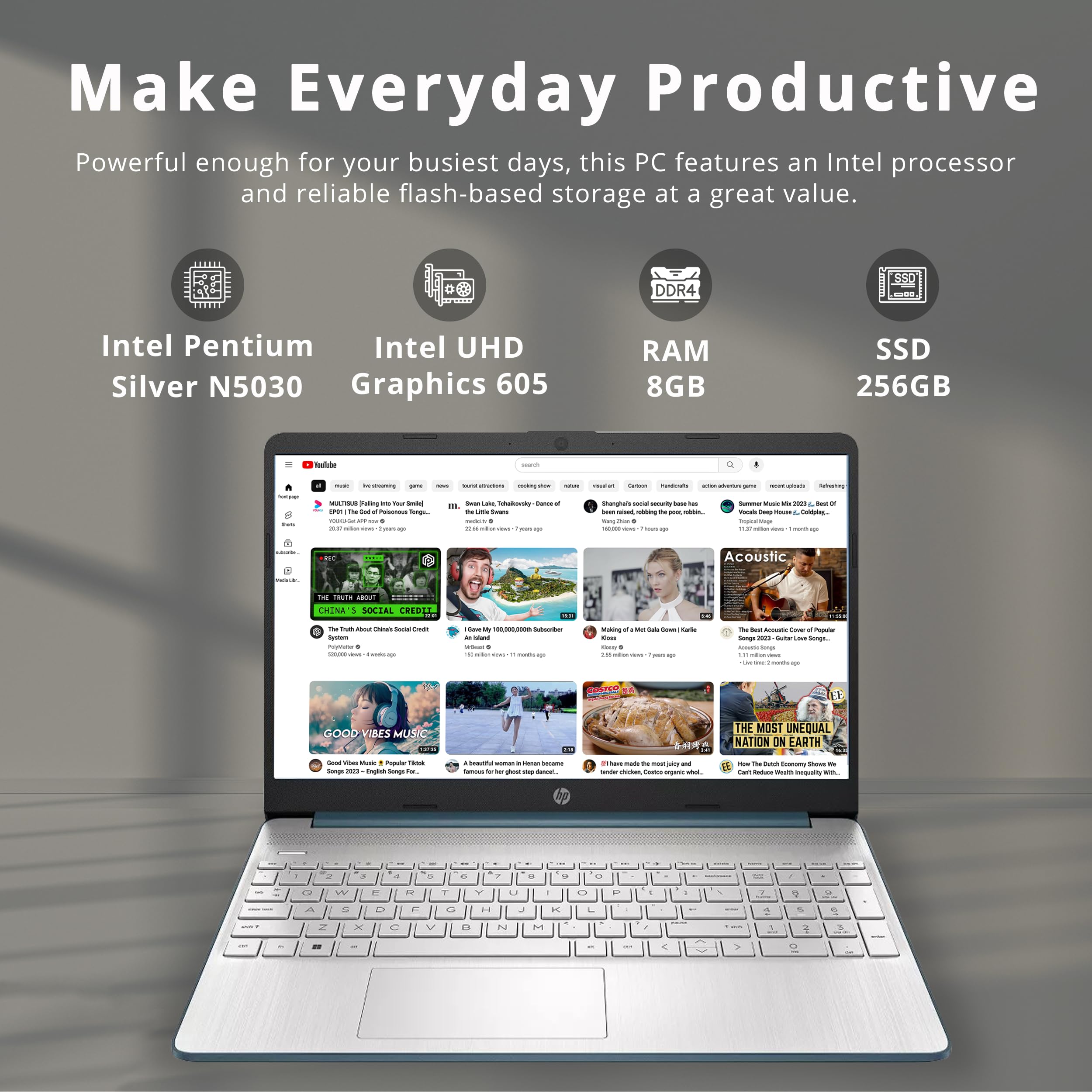 Foto 2 | Ordenador Portátil Hp 2022 15.6 Hd Brightview Intel Pentium 8 Gb Ram 256 Gb Ssd - Venta Internacional.