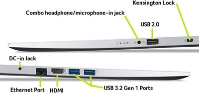 Foto 4 | Ordenador Portátil Acer Aspire Slim Para Estudiantes De Negocios De 15,6 Pulgadas, 12 Gb/256 Gb - Venta Internacional.