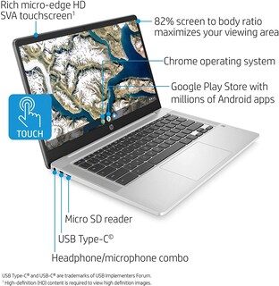 Foto 2 | Computadora Portátil Hp Chromebook Con Pantalla Táctil Hd De 14 Pulgadas, 4 Gb De Ram, 32 Gb - Venta Internacional.