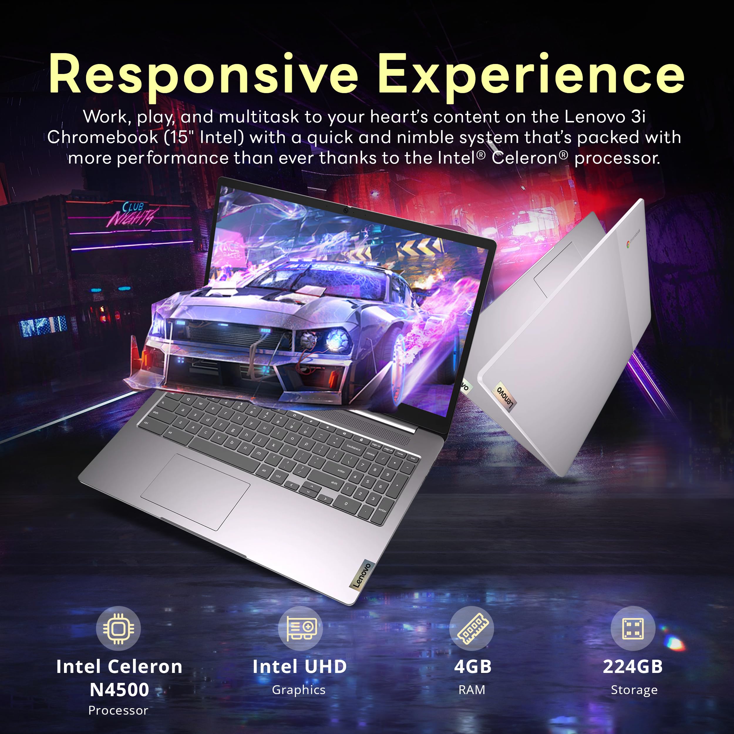 Foto 4 pulgar | Ordenador Portátil Lenovo Ideapad 3 15.6 Fhd Chromebook De 4 Gb De Ram 224 Gb - Venta Internacional.