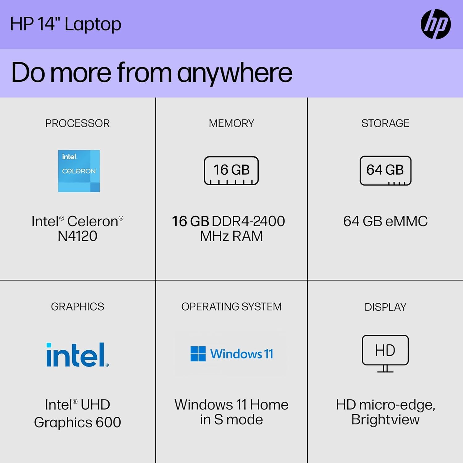 Foto 3 pulgar | Laptop Hp Stream 14'' Intel Quad-core N4120 16 Gb Ram 64 Gb - Venta Internacional.