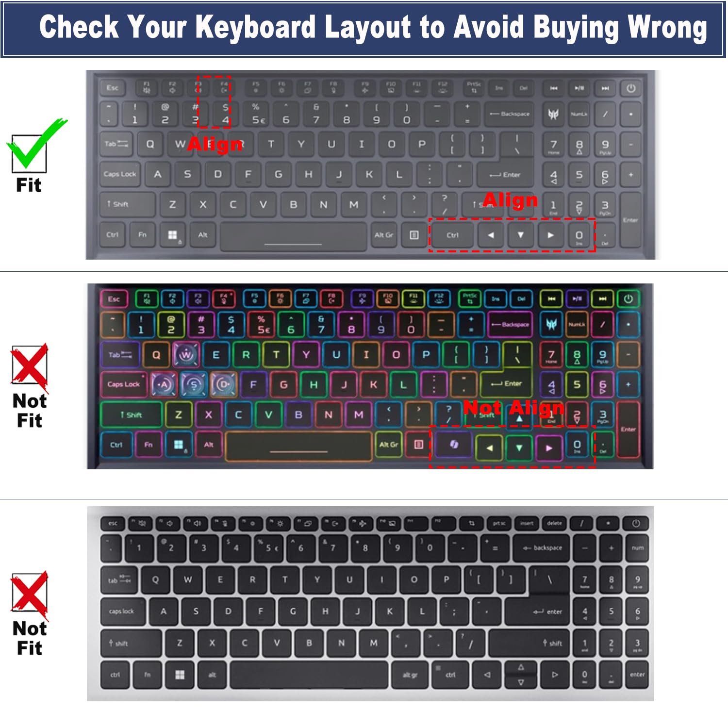 Foto 2 | Funda De Teclado Mubuy-gol Para Acer Nitro 16/5/17, Predator Helios - Venta Internacional.