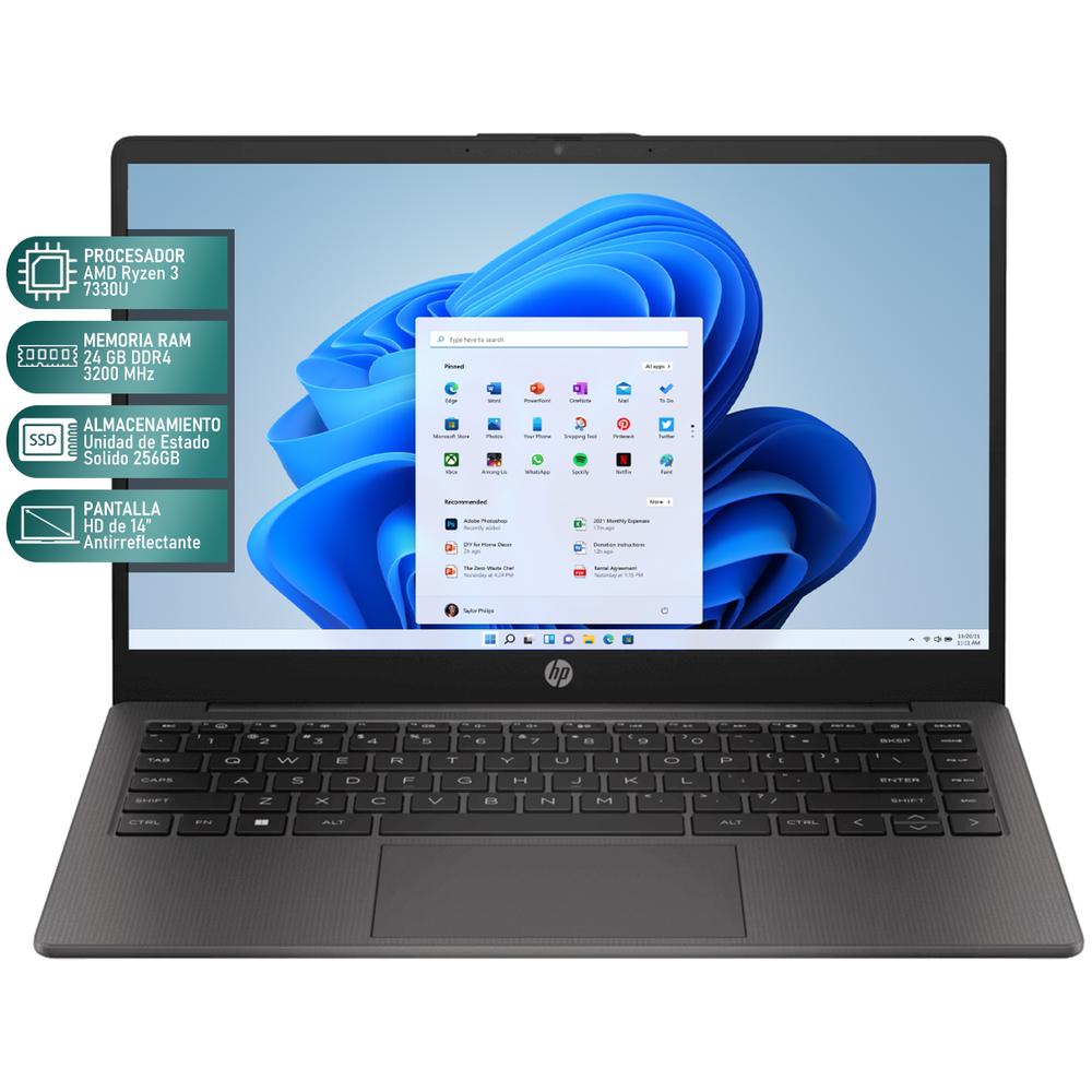Foto 3 pulgar | Laptop Hp 245 G10 Amd Ryzen 3 7330u 24gb Ram 256gb Ssd 14'' Windows 11 Home Teclado En Español