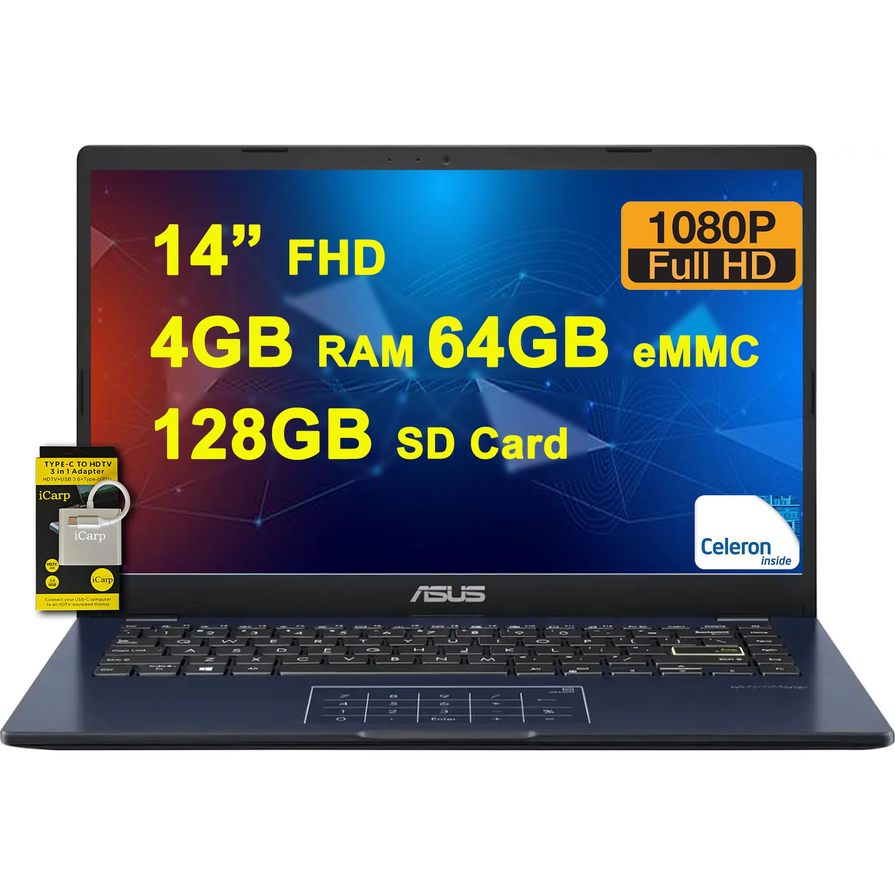 Foto 2 pulgar | Ordenador Portátil Asus Vivobook Go 14 Student 14'' Intel Celeron De 4 Gb/64 Gb - Venta Internacional.