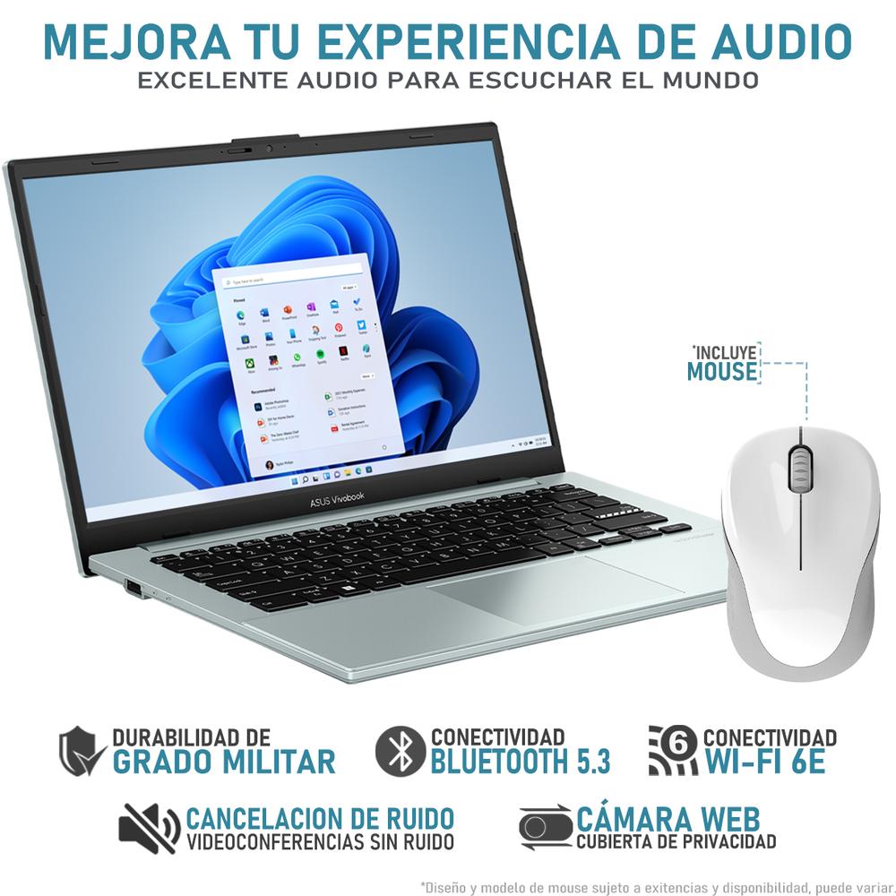 Foto 4 pulgar | Laptop Asus Vivobook Go 14 Amd Ryzen 5 7520u 8gb Ram 512gb Ssd 14'' Windows 11 Home Teclado En Español + Mouse Dxt