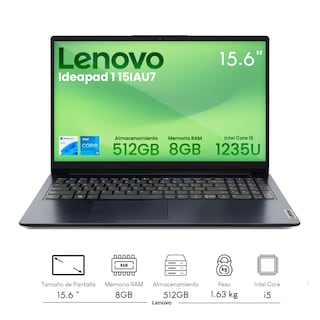 Foto 2 | Combo Laptop Lenovo Ideapad 1 15iau7 Intel Ci5-1235u 8gb 512gb Touch Ssd W11h Azul + Audifonos Bluetooth