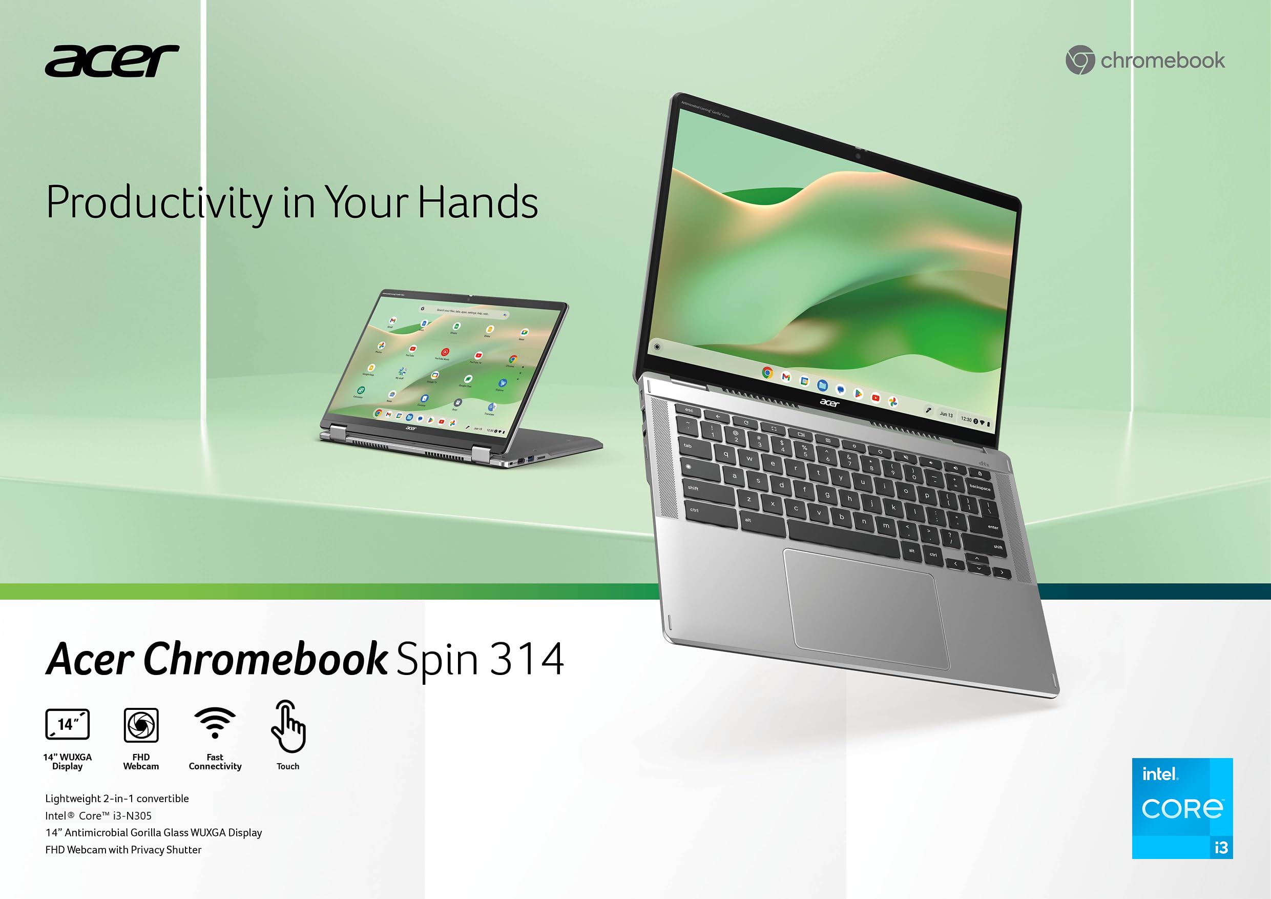 Foto 7 pulgar | Ordenador Portátil Acer Chromebook Spin 314 Cp314-2hn-318r 14 Pulgadas I3 8 Gb - Venta Internacional.