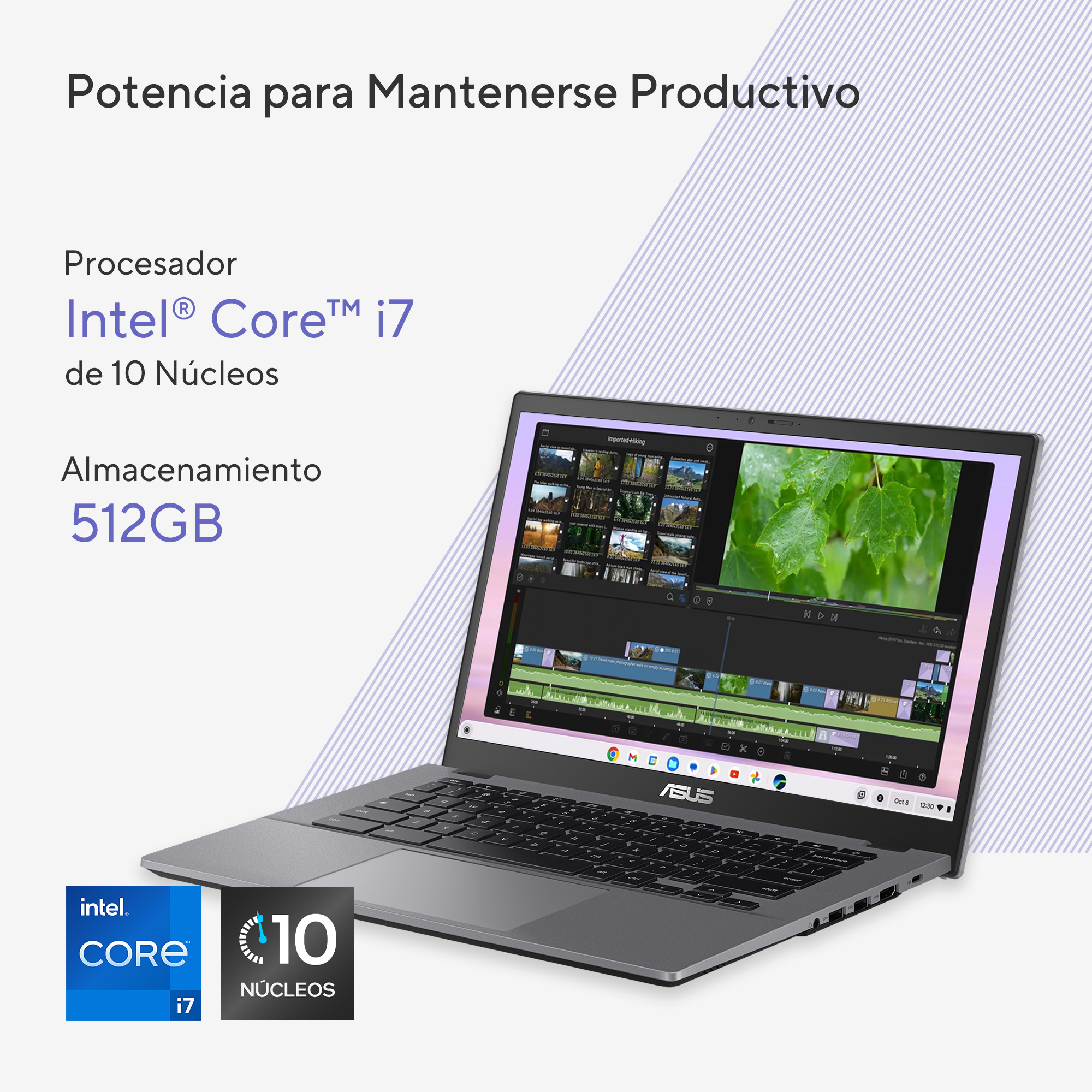 Foto 3 pulgar | Laptop Asus Chromebook Plus Cx34 cx3402 Intel Core i3 8GB 256G UFS Pantalla Táctil 15.6" FHD Gris