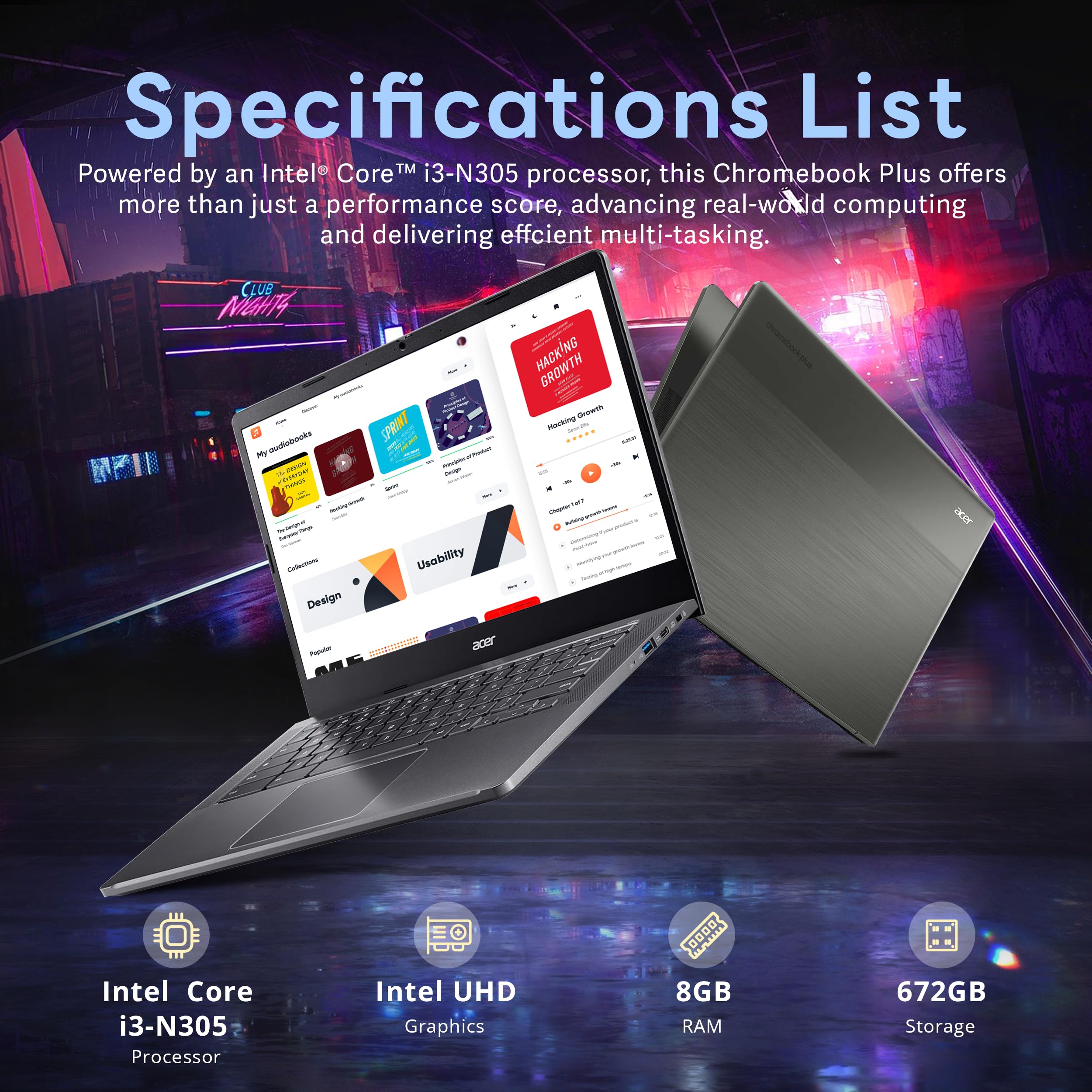 Foto 4 pulgar | Portátil Acer Chromebook Plus 14 Fhd Con Pantalla Táctil De 8 Gb De Ram 672 Gb - Venta Internacional.