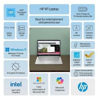 Foto 2 | Ordenador Portátil Hp 2025 Student Business De 14 Pulgadas 16 Gb De Ram Y 128 Gb De Ssd - Venta Internacional.
