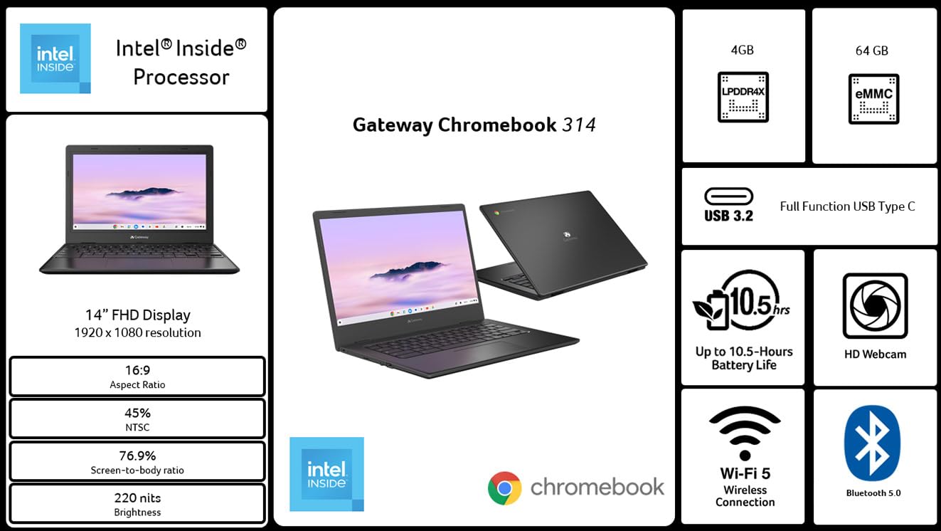 Foto 7 pulgar | Ordenador Portátil Acer Gateway Chromebook 314 Cbo314-1h-c476 14 Pulgadas Fhd - Venta Internacional.