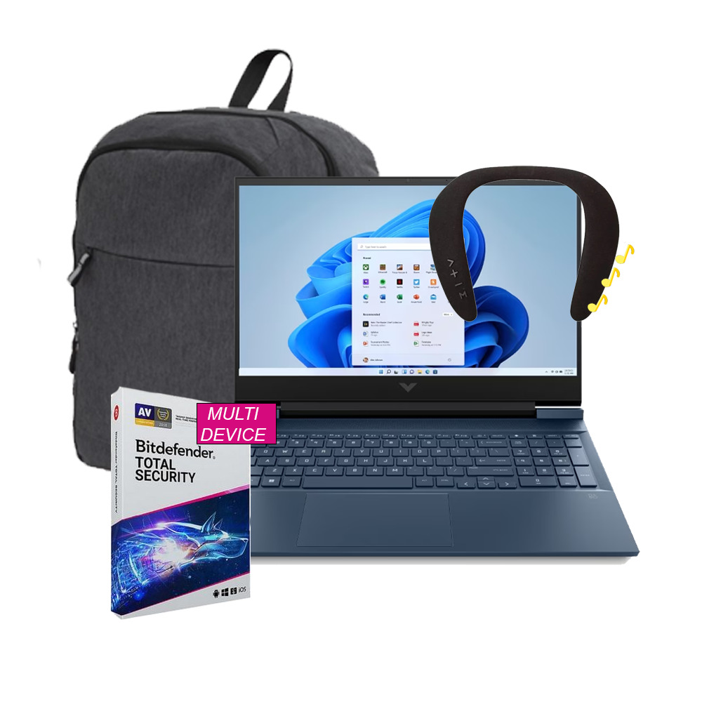 Laptop Gamer HP Victus 16-D0538LA Win 11 Corei5 8 GB RAM 512 GB SSD Azul + Bocina BT + Mochila HP + Antivirus 1 Año