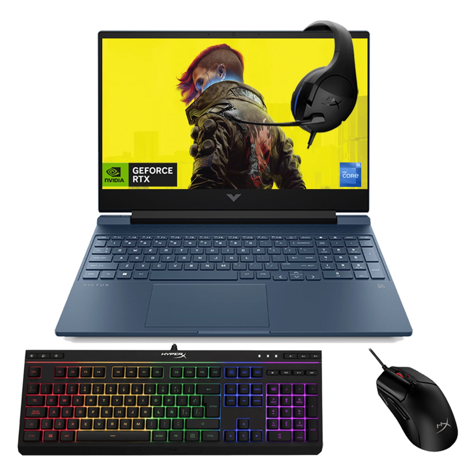 Laptop Hp Gaming Victus 15, I7 12ª Gen, 16gb Ram, 512gb Ssd, Rtx 3050, Fhd, Win 11, Azul + Accesorios Hyperx $22,089