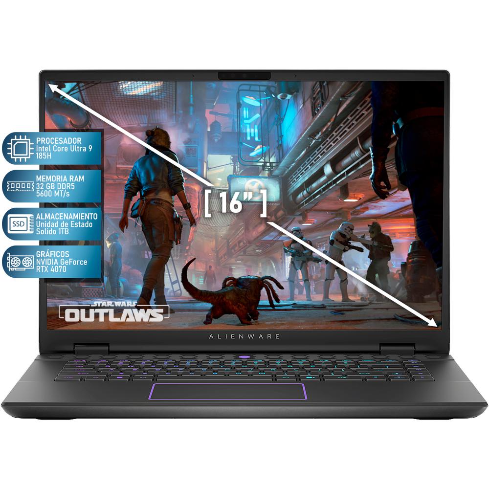 Foto 3 pulgar | Laptop Gamer Alienware M16 R2 Geforce Rtx 4070 Intel Core Ultra 9 185h 32gb Ram 1tb Ssd 16'' 240hz W11h Teclado En Ingl