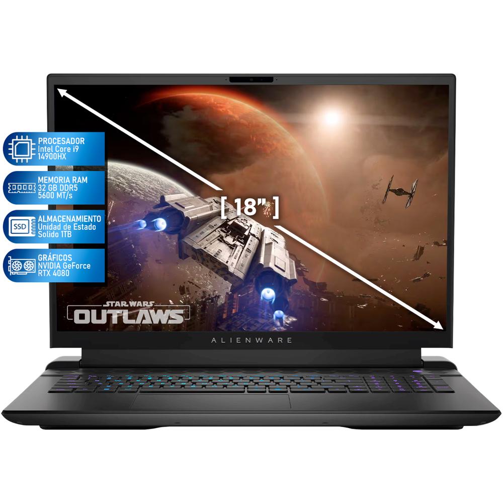 Foto 3 pulgar | Laptop Gamer Alienware M18 R2 Nvidia Geforce Rtx 4080 Intel Core I9 14900hx 32gb Ram 1tb Ssd 18'' 165hz W11h Tecla