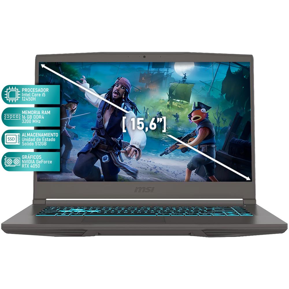 Foto 3 pulgar | Laptop Gamer Msi Thin 15 Rtx 4050 Intel Core I5 12450h 16gb Ram 512gb Ssd 15.6'' 165hz W11h + Mochila Teclado En Españo