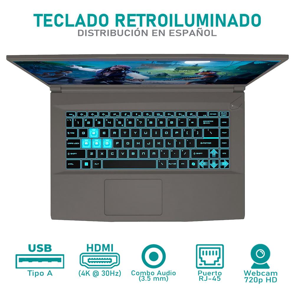 Foto 5 pulgar | Laptop Gamer Msi Thin 15 Rtx 4050 Intel Core I5 12450h 16gb Ram 512gb Ssd 15.6'' 165hz W11h + Mochila Teclado En Españo