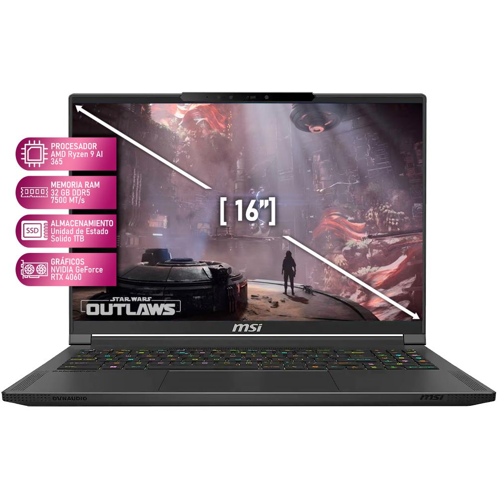 Foto 4 pulgar | Laptop Gamer MSI Stealth A16 Geforce RTX 4060 AMD Ryzen 9 365 50 Tops 32GB RAM 1TB SSD 16'' 240hz W11H Teclado Español