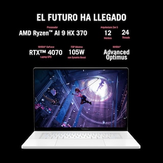 Foto 2 | Laptop Gamer ROG Zephyrus G16, RTX 4070, Ryzen AI 9 HX 370, 32GB RAM, 2TB, 16'' 2.5K OLED, blanco