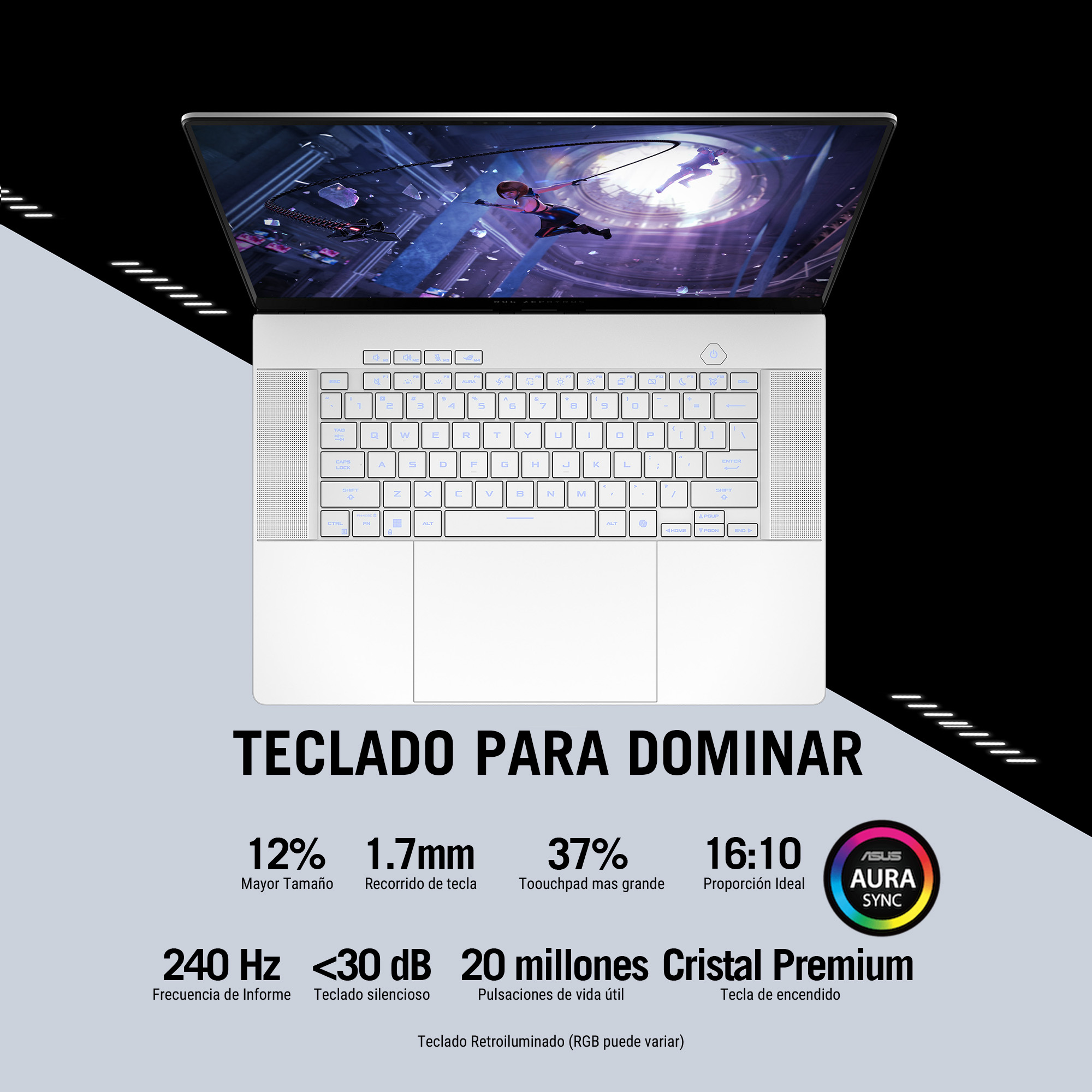 Foto 6 pulgar | Laptop Gamer ROG Zephyrus G16, RTX 4070, Ryzen AI 9 HX 370, 32GB RAM, 2TB, 16'' 2.5K OLED, blanco