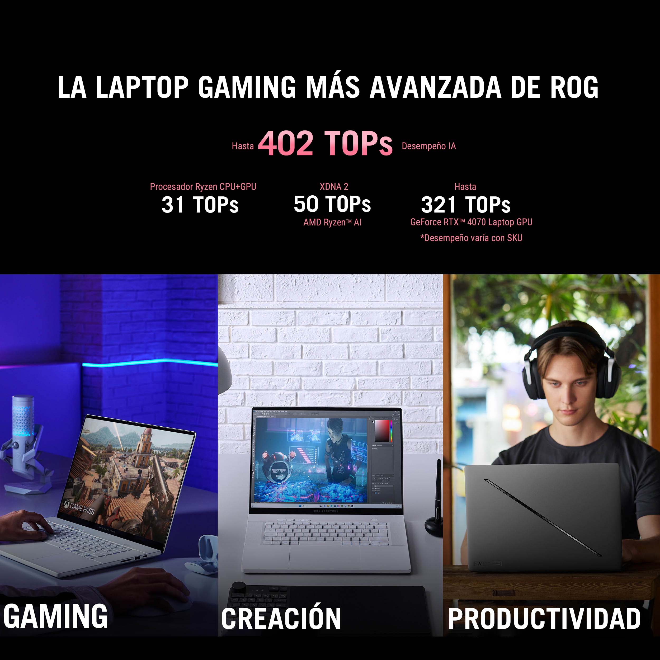 Foto 8 pulgar | Laptop Gamer ROG Zephyrus G16, RTX 4070, Ryzen AI 9 HX 370, 32GB RAM, 2TB, 16'' 2.5K OLED, blanco