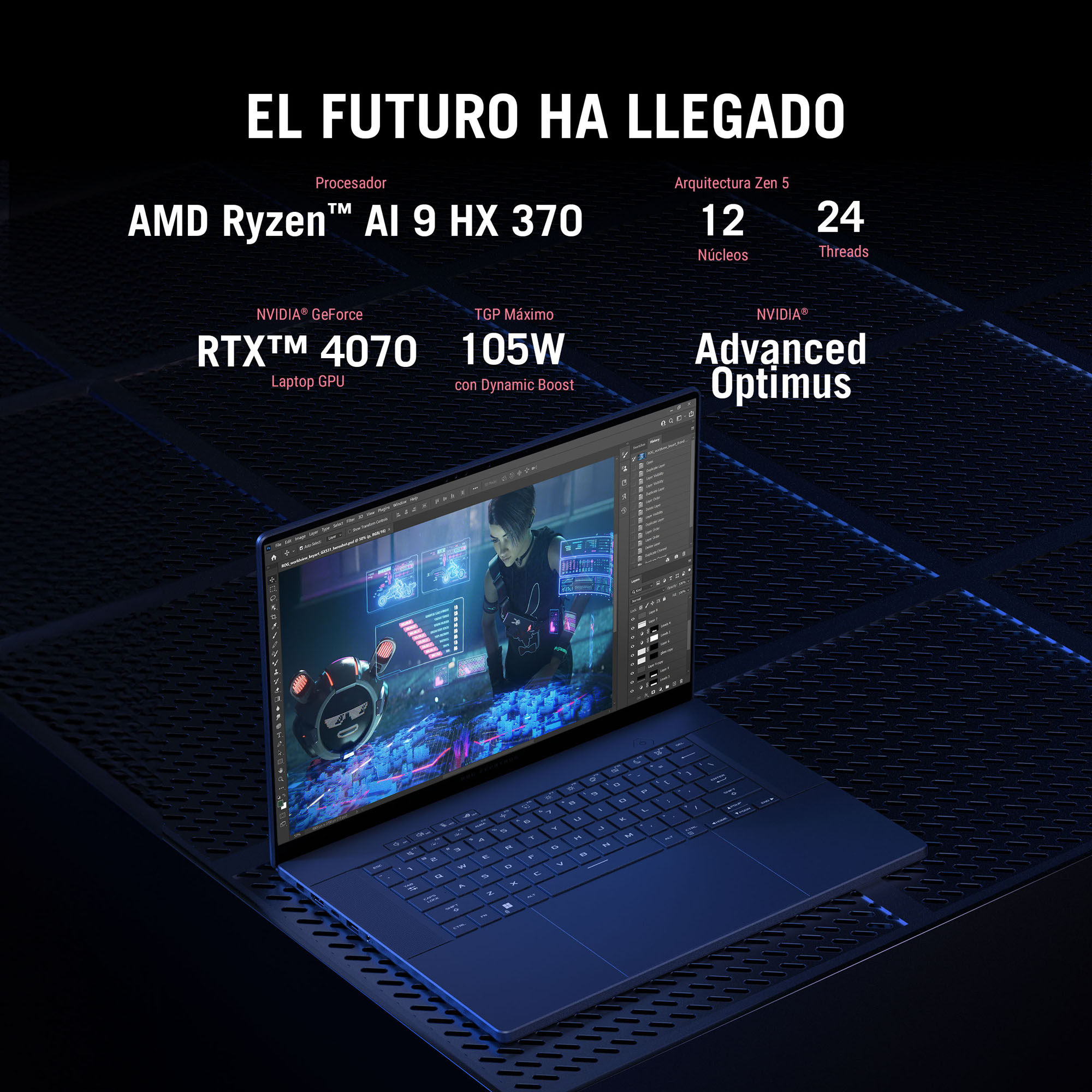 Foto 3 pulgar | Laptop Gamer ROG Zephyrus G16, RTX4070, Ryzen AI 9 HX 370, 32GB RAM, 2TB, 16'' 2.5K OLED