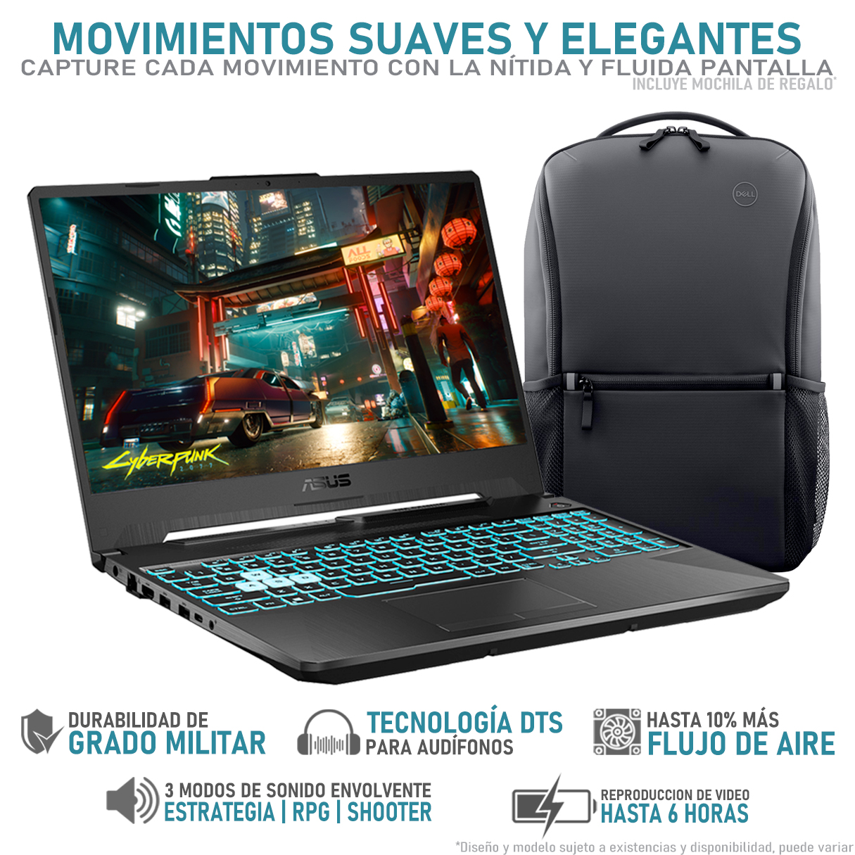 Foto 4 pulgar | Laptop Gamer Asus Tuf Gaming A15 Rtx 3050 Amd Ryzen 7 7435hs 24gb Ram 1.5tb Ssd 15.6'' W111h Teclado En Ingles Mochila