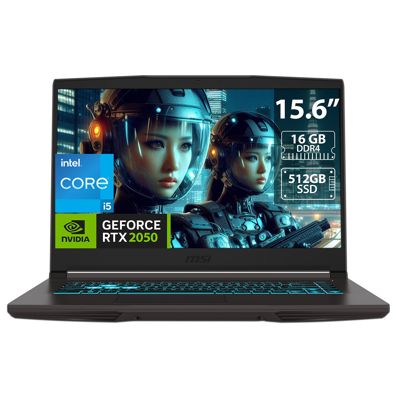 Laptop Gamer Msi Thin 15:intel Core I5 12450h, Ram 16gb Ddr4, Ssd 512gb, Pantalla 15.6'', Video Geforce Rtx 2050
