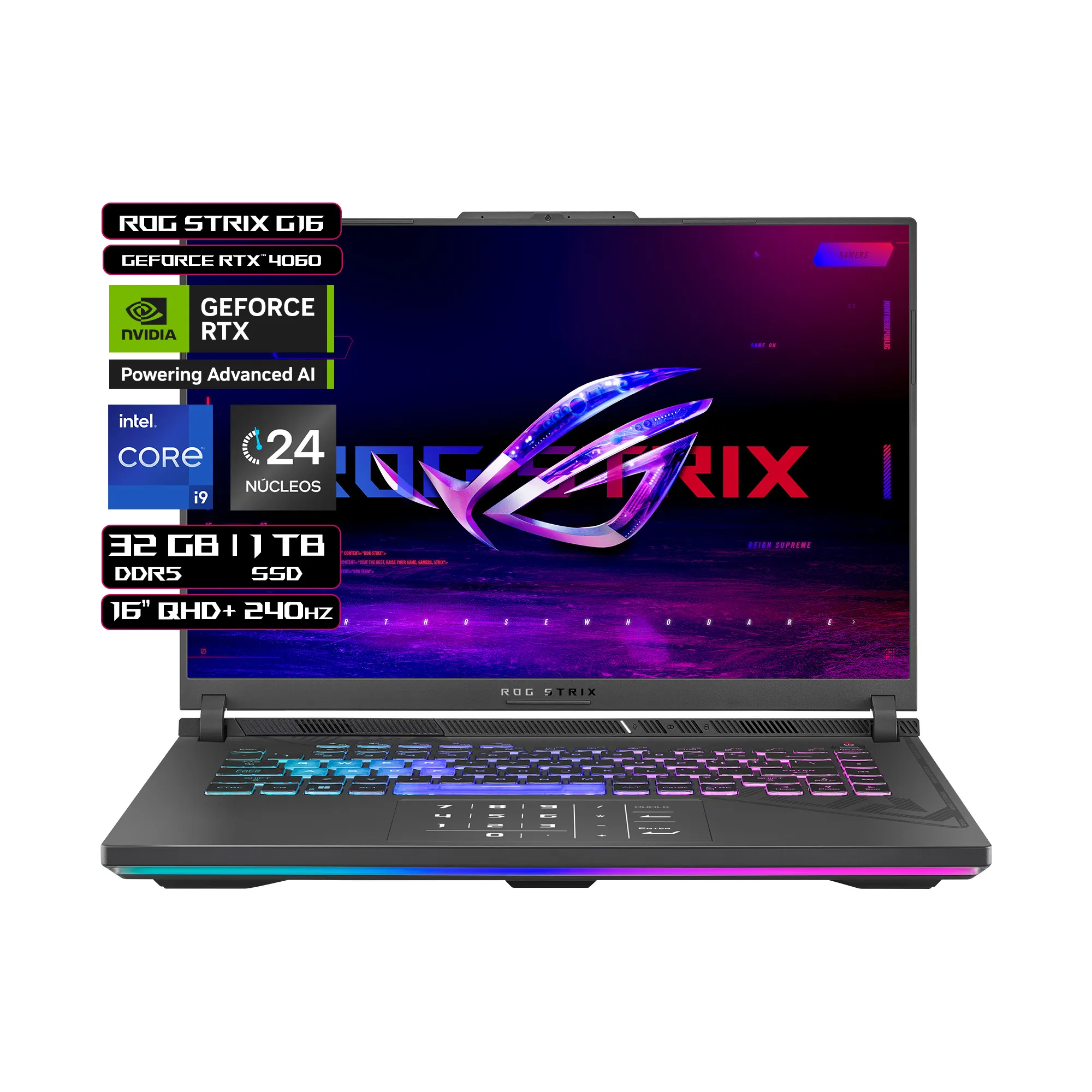 Foto 1 | Laptop Gamer Asus Rog Strix G16 RTX 4060 Intel  Core™ I9 14900hx 32GB 1TB Verde