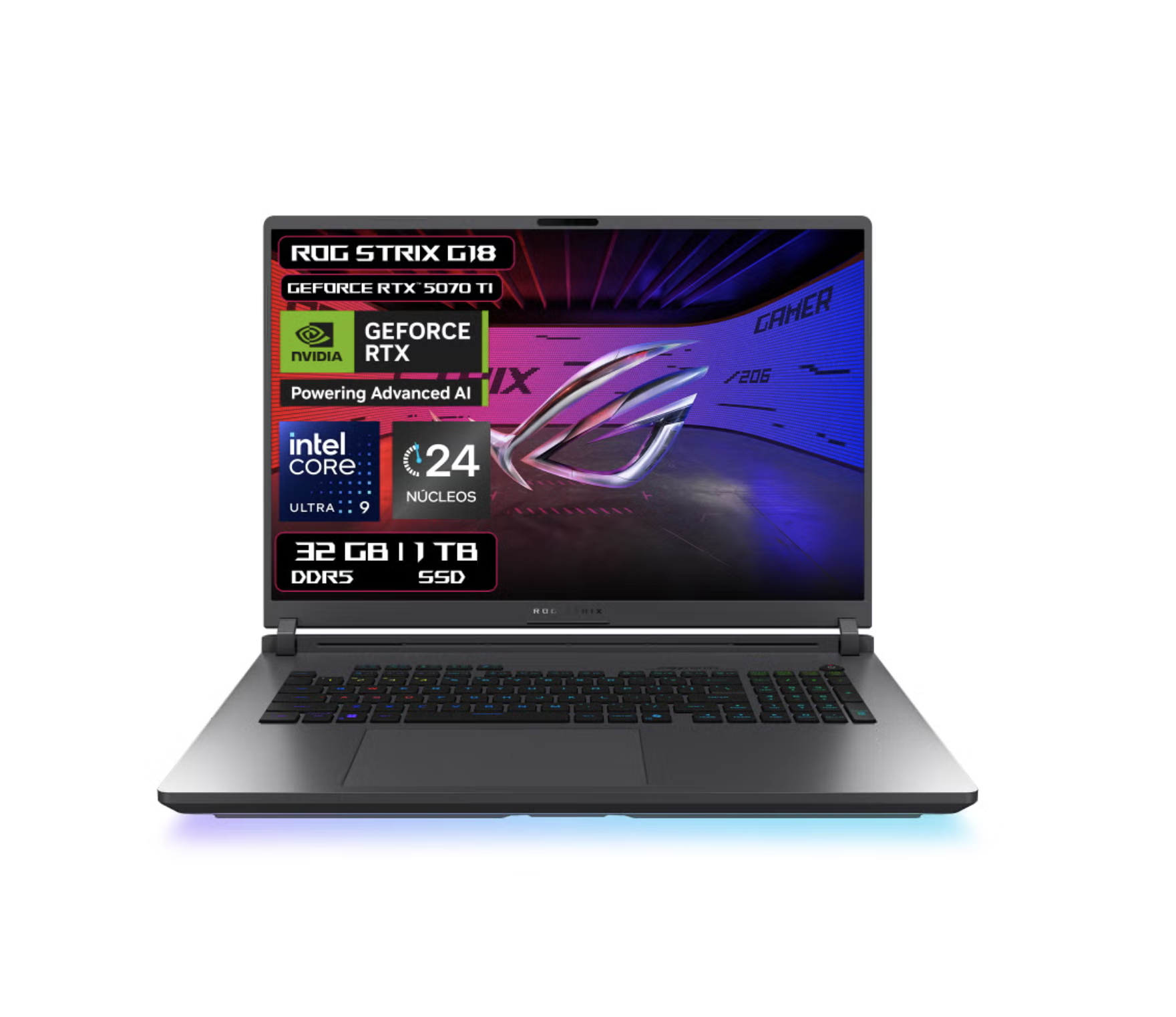 Laptop Gamer Asus Rog Strix G18 18'' Windows 11 Home Intel Core Ultra 9 Nvidia Geforce Rtx 4070 Ti 32gb Ram 1tb Ssd Neg