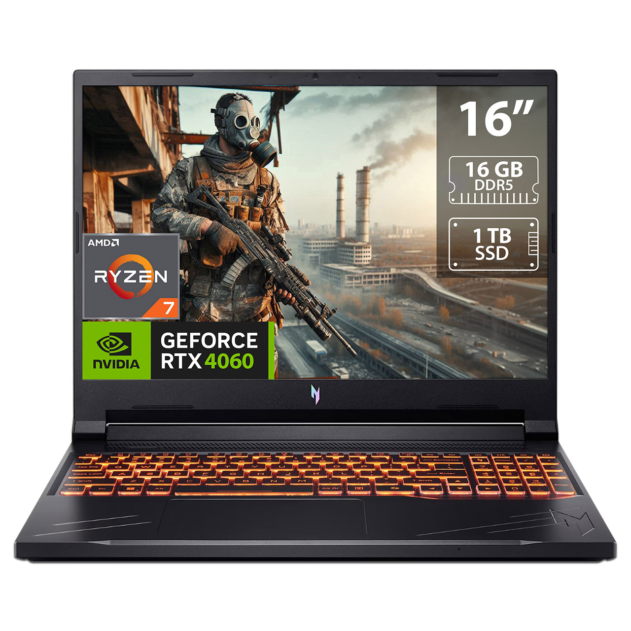Laptop Gamer Acer Nitro V: Ryzen 7 8845hs, Ram 16gb, Ssd 1tb, Pantalla 16'', Rtx 4060, Windows 11 Home