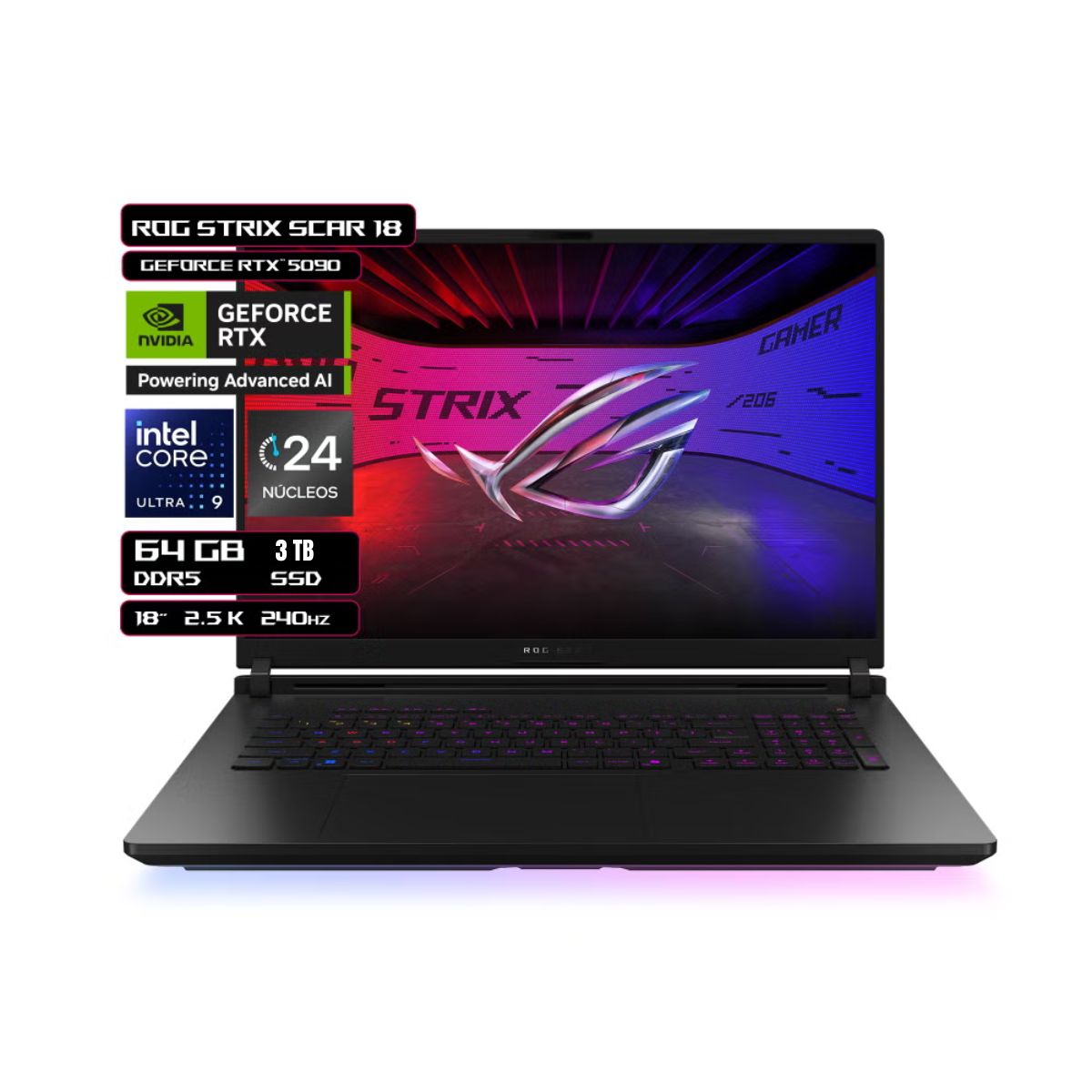 Laptop Gamer Asus Rog Strix Scar 18 Intel Core Ultra 9, 64gb Ram, 3tb Ssd, Rtx 5090 Ti, Windows 11 Home
