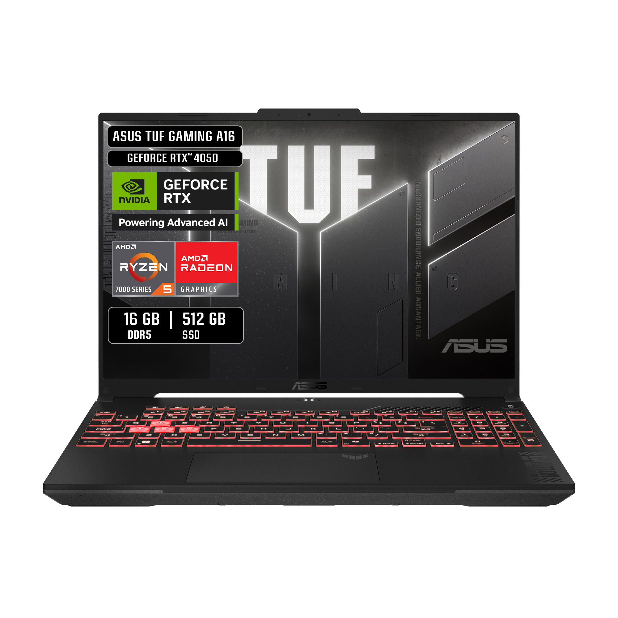 Laptop Gamer Asus TUF A16, 16'', Windows 11, AMD Ryzen 5, RTX 4050, 16GB Ram, 512GB SDD, Gris