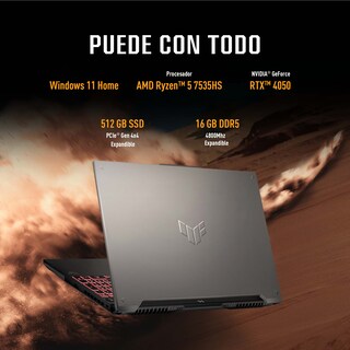 Foto 2 | Laptop Gamer Asus TUF A16, 16'', Windows 11, AMD Ryzen 5, RTX 4050, 16GB Ram, 512GB SDD, Gris