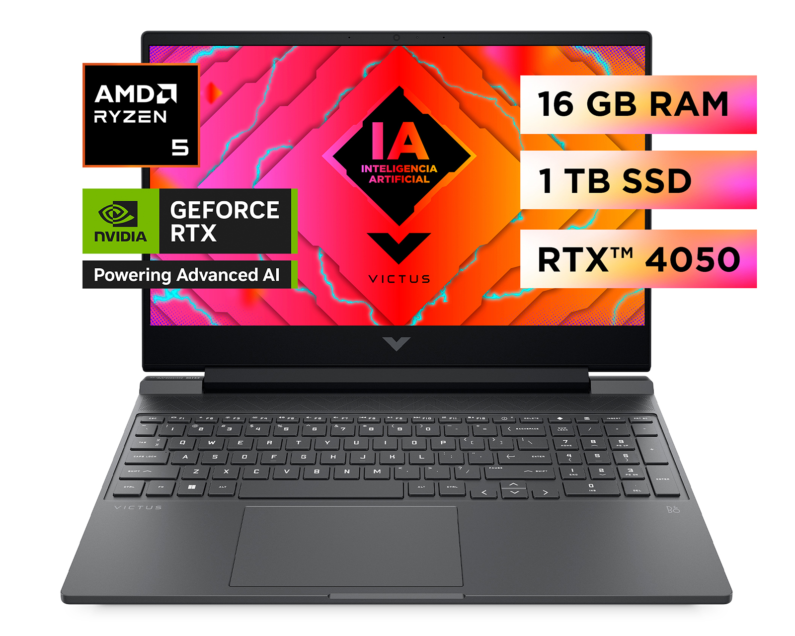 Foto 1 | Laptop Hp Gaming Victus 15-fb2021la, Amd Ryzen™ 5,16gb Ram,gpu Nvidia geforcertx™ 4050, 1 Tb Ssd, 15.6'', Fhd,