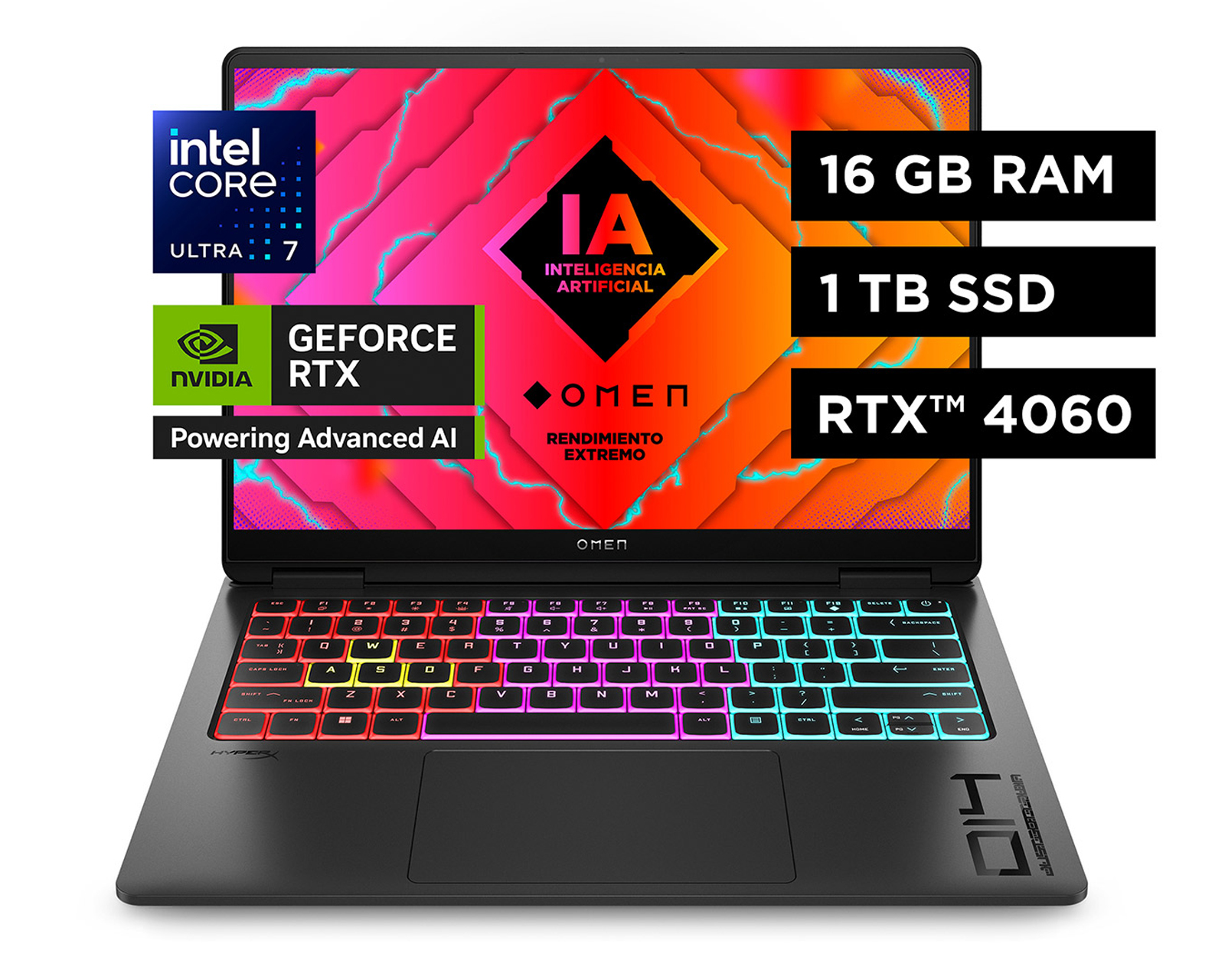 Foto 3 pulgar | Laptop Hp Gaming Omen Transcend 14-fb0001la 14 Pulgadas Windows 11 Intel Core Ultra 7 16 GB RAM 1 TB Ssd Negra