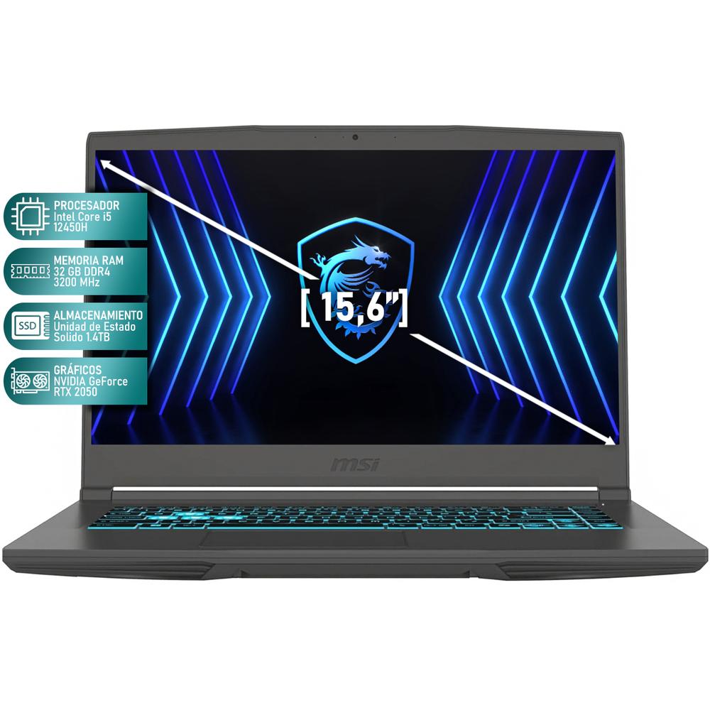 Foto 3 pulgar | Laptop Gamer Msi Thin 15 Geforce Rtx 2050 Intel Core I5 12450h 32gb Ram 1.4tb Ssd 15.6'' Teclado En Español Mouse D
