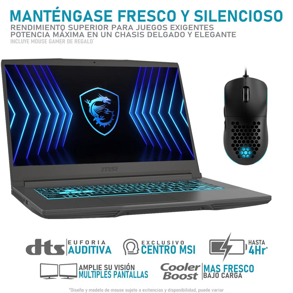 Foto 4 pulgar | Laptop Gamer Msi Thin 15 Geforce Rtx 2050 Intel Core I5 12450h 32gb Ram 1.4tb Ssd 15.6'' Teclado En Español Mouse D